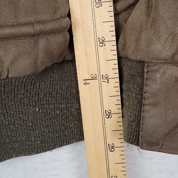 STRUCTURE VINTAGE BROWN GENUINE LEATHER BOMBER JACKET MENS LARGE FULL ZIP Y2K - Picture 16 of 16